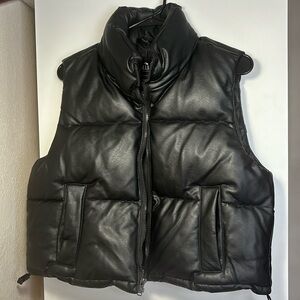 Vegan leather puffer vest